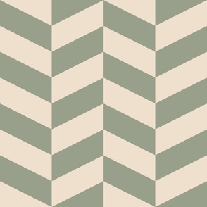 Dusty-gray-faded-vintage-green-and-muted-beige-white-chevron-zigzag---XL