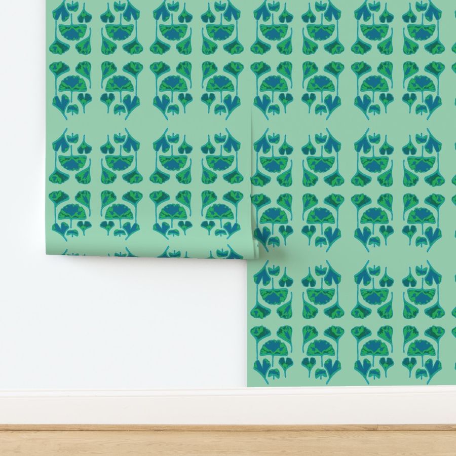 Gingko Leaves-teal/green