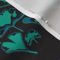 Gingko Leaves-black/blue/teal