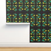 Ginko Leaves-black/yellow/teal