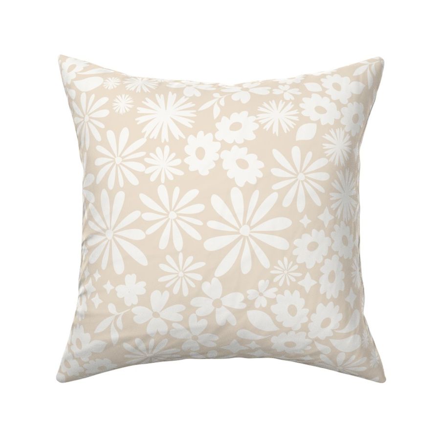 Flower Meadow Sparkle Cream Monochrome (L)