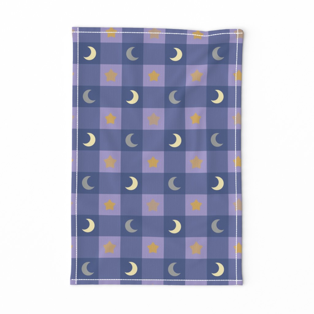 Sweet Dreams Moon & Stars Plaid - Purple Orange & Yellow (Large 2")