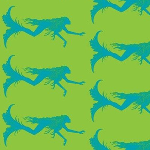 Swimming Mermaids-blue/green