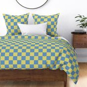 retro pull horse toy checkerboard l canary yellow denim blue l large