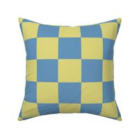 retro pull horse toy checkerboard l canary yellow denim blue l large