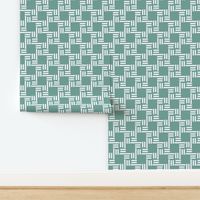 (M) Striped Fusion Square Check - Sage Sea and Foam White - 6x6 inch