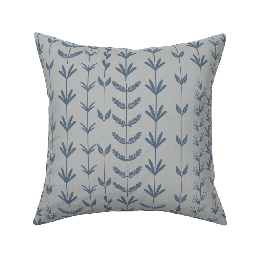 Stripes of Modern Green Leaves in grey & blue (medium)