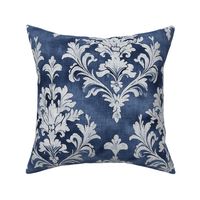 Textured Navy Blue and Grey Monochrome Grunge Damask Medium