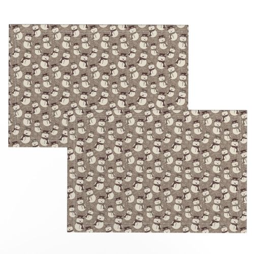 Mellow Snowmen - Brown on Beige - XS extra small - neutral Christmas