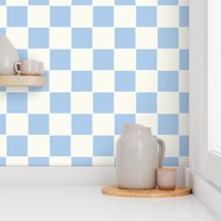 Jumbo Classic Checks - Kitsch Playful Plaid - Powder Blue and White - 24