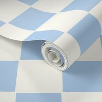 Jumbo Classic Checks - Kitsch Playful Plaid - Powder Blue and White - 24