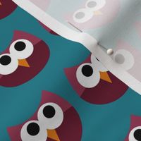 Owl bordeaux-teal