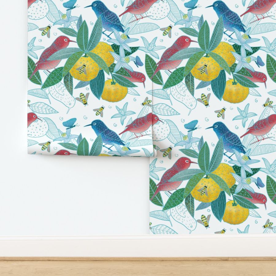 Yuzu blossom design with turquoise decorative line