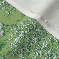 Green on Green Toile with greyhounds - coordinate