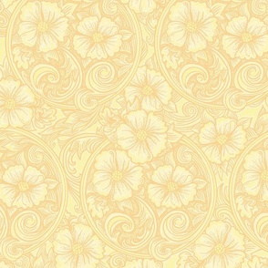 Butter yellow engraved floral western style