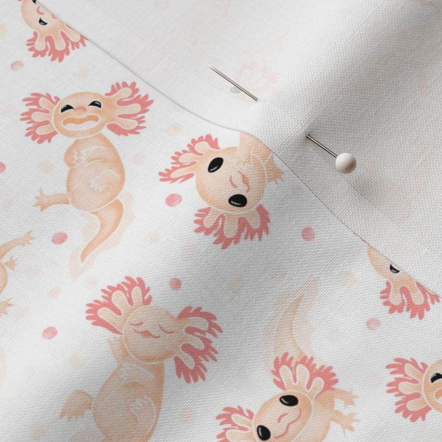 Cute Axolotl Baby Blanket Polka Dot peach gender neutral tossed ditsy S