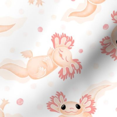 Cute Axolotl Baby Blanket Polka Dot peach gender neutral boy nursery L