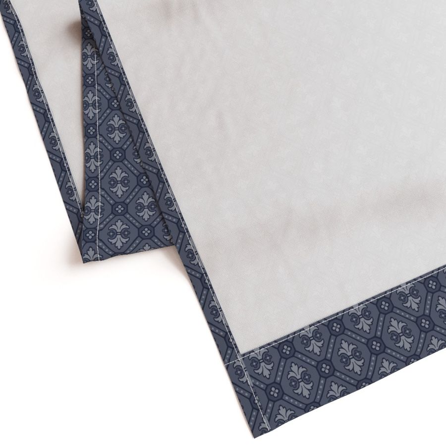 Symmetrical Fleur de Lis & Diamond Checks in Prussian Blue - Coordinate