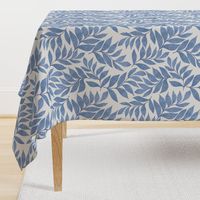 L-Light Blue Textured Leaves -Modern Botanical Foliage on white