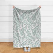 XL-Aqua Green Textured Leaves -Modern Botanical Foliage on white