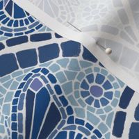 Mosaic butterfly tile in pale dark navy blue