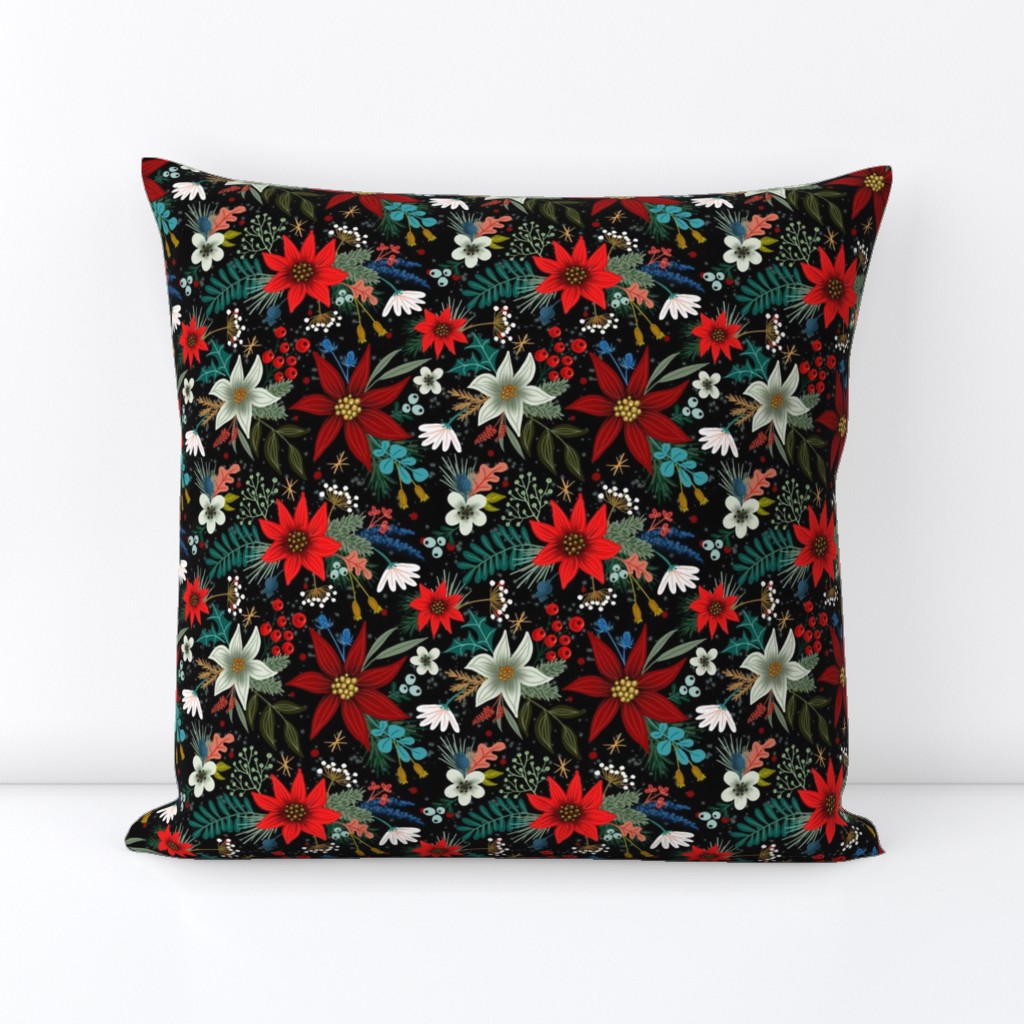 Whimsical Christmas Ponsettias Floral