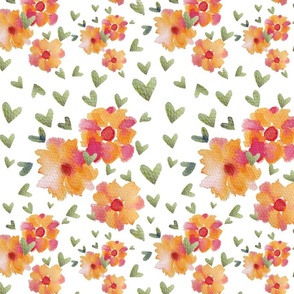 Medium Orange Floral Hearts