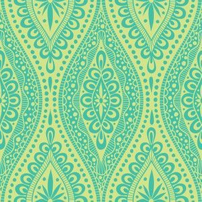 Scallopy-turquoise on lime