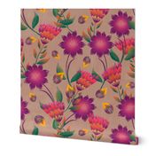 Vibrant Floral Blossom Pattern Earthy Background