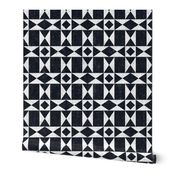 Geometric Modern Farmhouse Barn Quilt Stars Lattice in Black and White