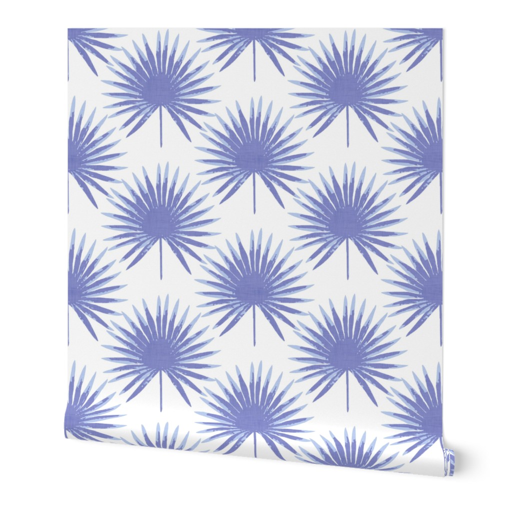 Palm Leaves Blue Linen