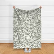 MINIMAL TEXTURED FAUX LINEN FLOWING LEAVES IN SOFT SAGE GREEN AND WHITE