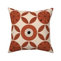 Atomic Floral Botanic Dots Red Rust - Mid Century Modern