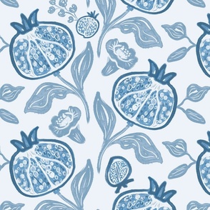 Pomegranates Botanical Fruits - Blue and White