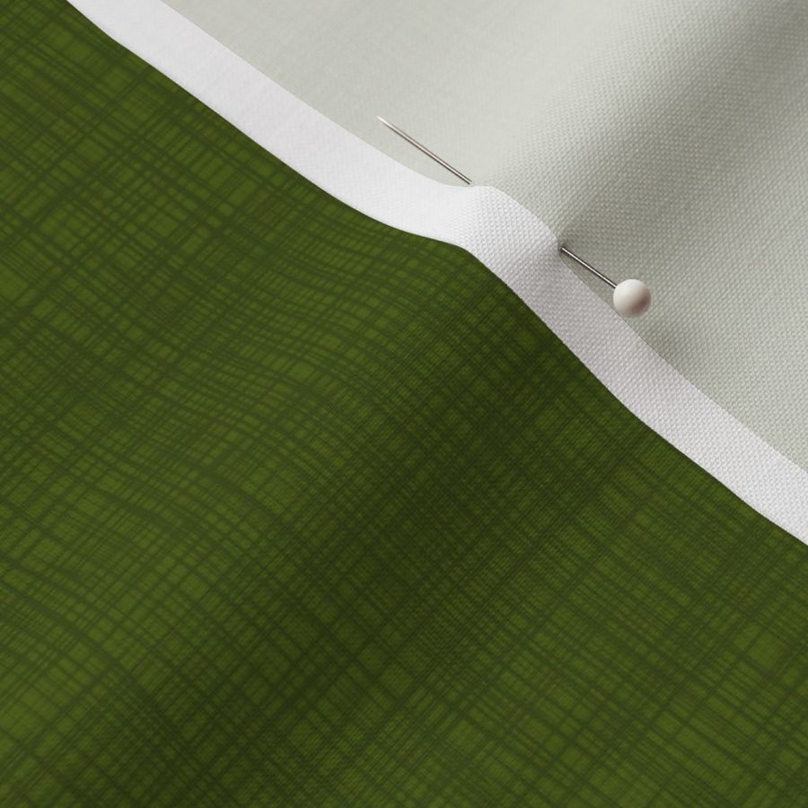 Broad Vertical Stripes - Faux Linen Look Textured - Mossy Forest Green