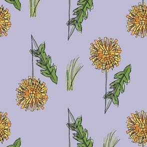 Dandelion Floral // Grey Purple