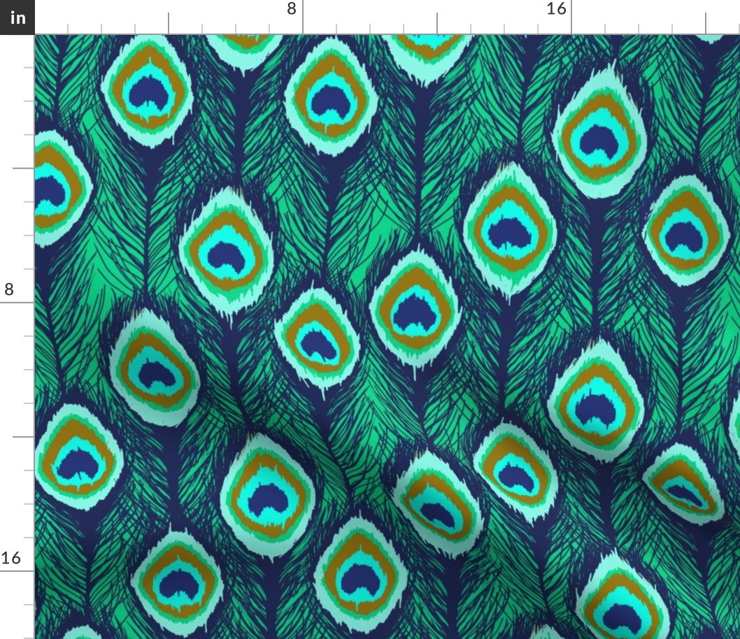 feathers ikat emerald green