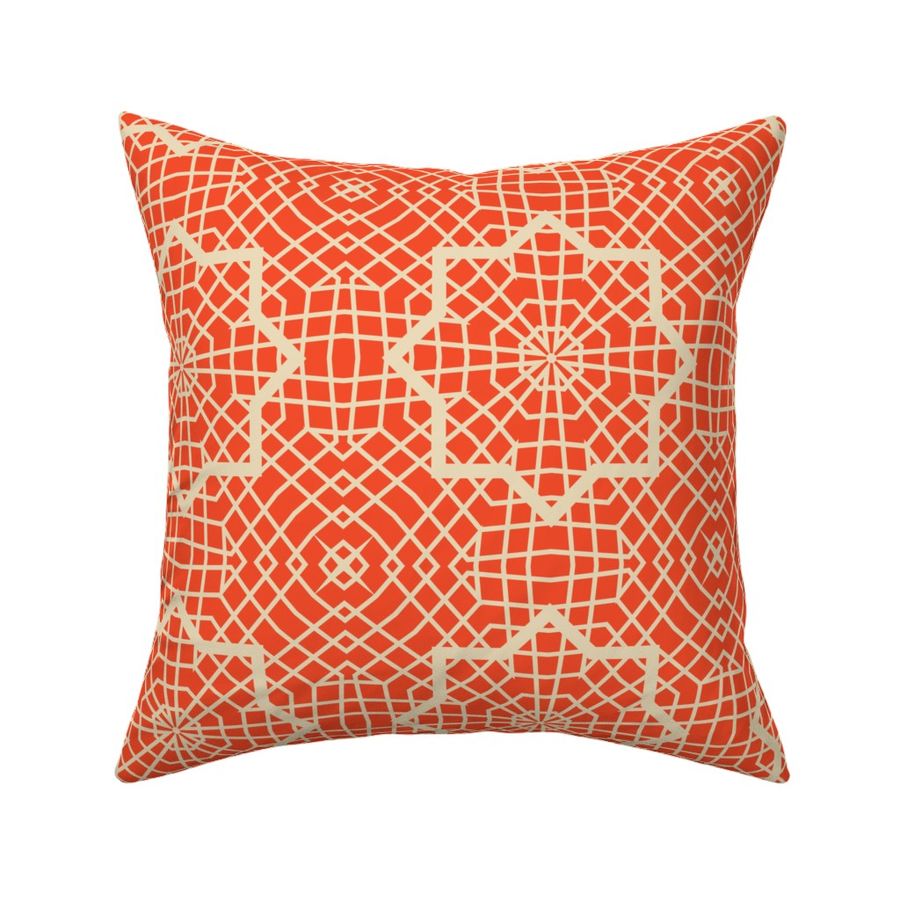 Symmetrical Elegance - Cream on Coral background