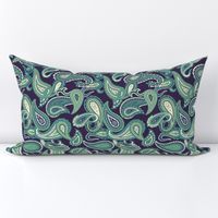 Bold Paisley in Purple Green Teal and Cream - SMALL