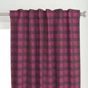 Buffalo gingham plaid (M) - hand drawn rustic outdoor - burgundy red black