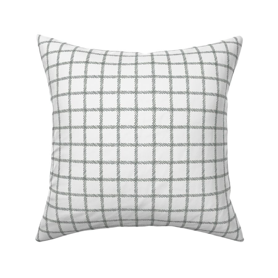 Window pane striped grid (M) - hand drawn classic - olive sage green