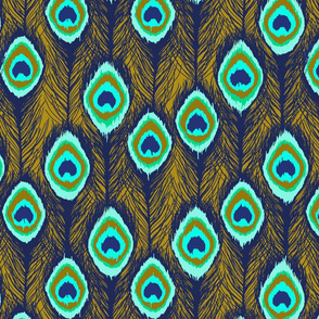 peacock feathers ikat gold