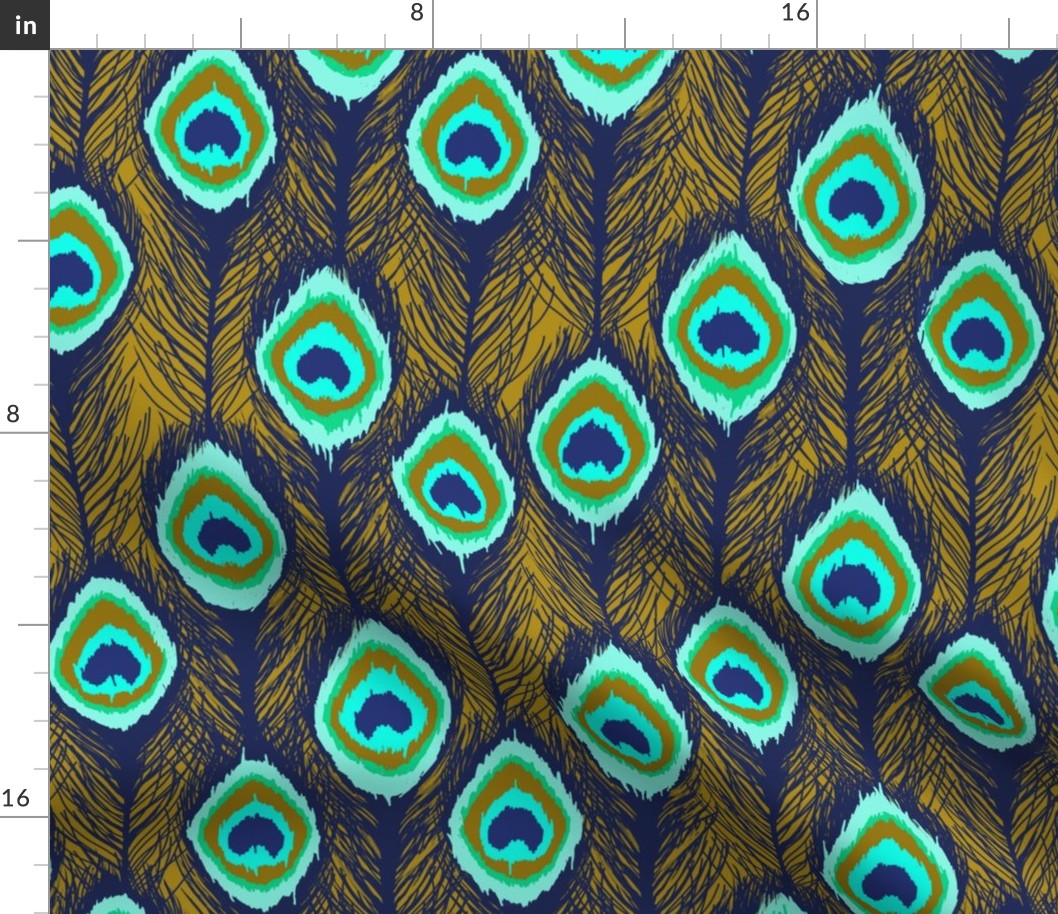 peacock feathers ikat gold