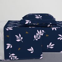 Provence Cicadas & Olive Branches Mediterranean Charm - deep blue & orange