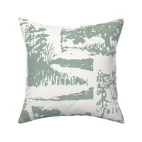 Abstract Landscapes Light Green - Modern Toile de Juoy - Coastal Lowcountry