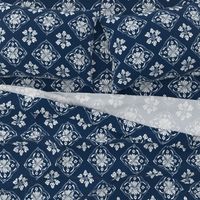 Decorative Blue and White Floral Diamond Pattern