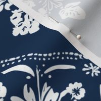 Decorative Blue and White Floral Diamond Pattern