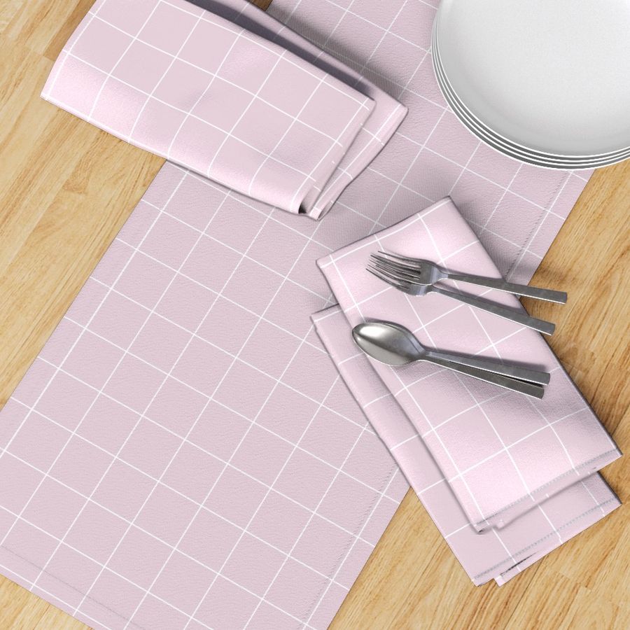 2 inch Grid Lines White on Strawberry Mauve