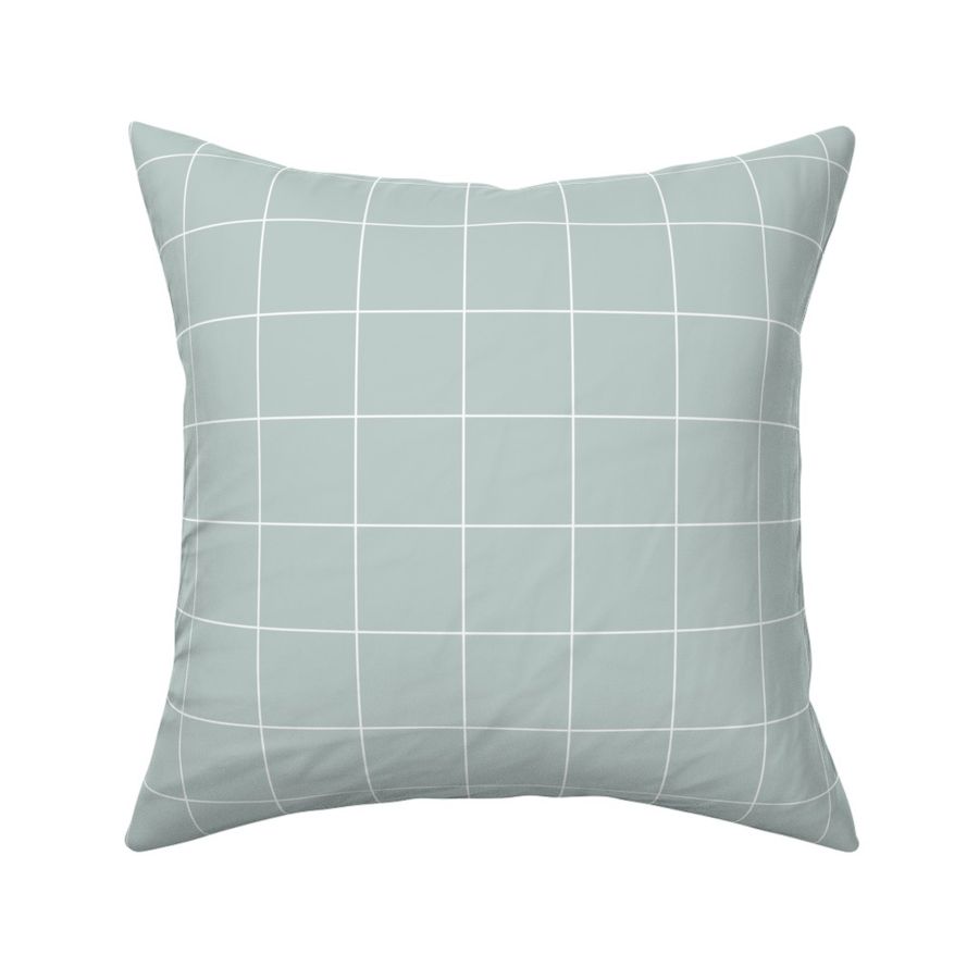 2 inch Grid Lines White on Sage Green