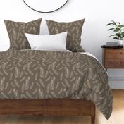 Modern simple tossed fir branches - light taupe on earthy brown - medium